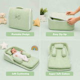 Fareto Newborn Baby 100% Muslin Cotton Bedding Set Combo | Sleeping Bag | Mattress with Net | Nest | Blanket | Hand Carry Bed & Bolster Set |Portable bed | Feeding pillow (0-6 Months)(F750)
