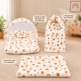 Fareto Newborn Baby 100% Muslin Cotton Sleeping Bag & Mosquito Net &Hand Carry Bed | Safe, Soft & Portable Baby Bed | Baby Bedding Set(0-1 Year)(F800)