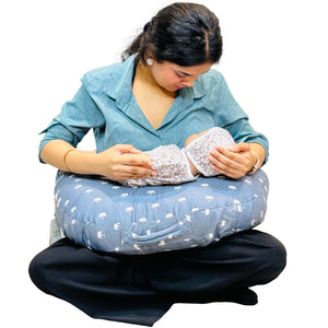 Fareto Baby Feeding Pillow with Detachable Cover Breast Feeding (0-24 Months)(Crown_Grey)