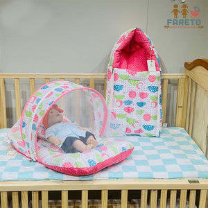 FARETO COMPLETE BEDDING SET ESSENTIALS COMBO FOR BABY (0-6 MONTHS)(PEACH SPRIAL)