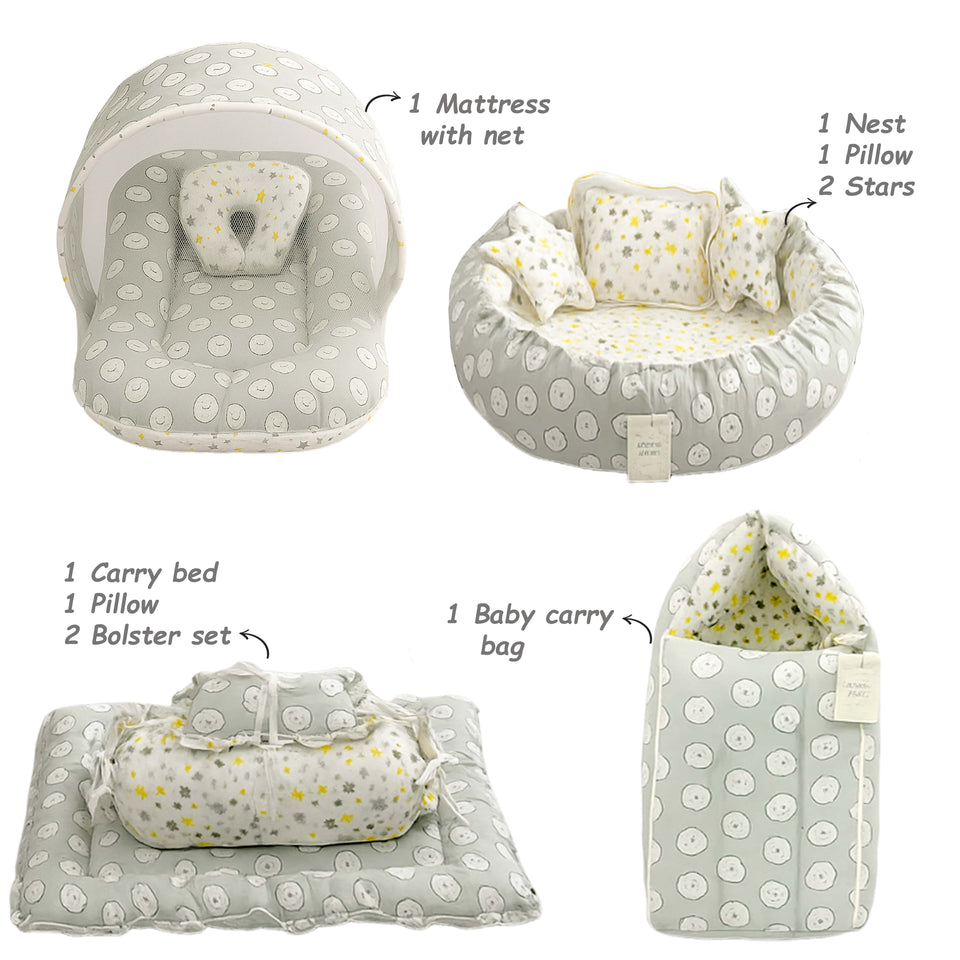 FARETO NEW BORN BABY PREMIUM QUALITY 101 SUMMER & MODERATE COMBO BABY ESSENTIALS ALL IN 1(0-6 MONTHS)