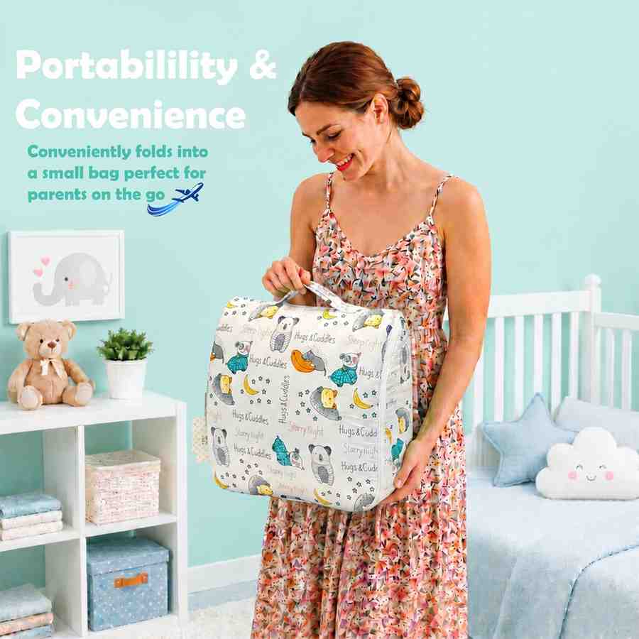 Fareto Baby Travel Friendly for Kids Portable Baby Comfortable Cushioning(0+6 Months)(GOOD NIGHT GREEN)(F381)