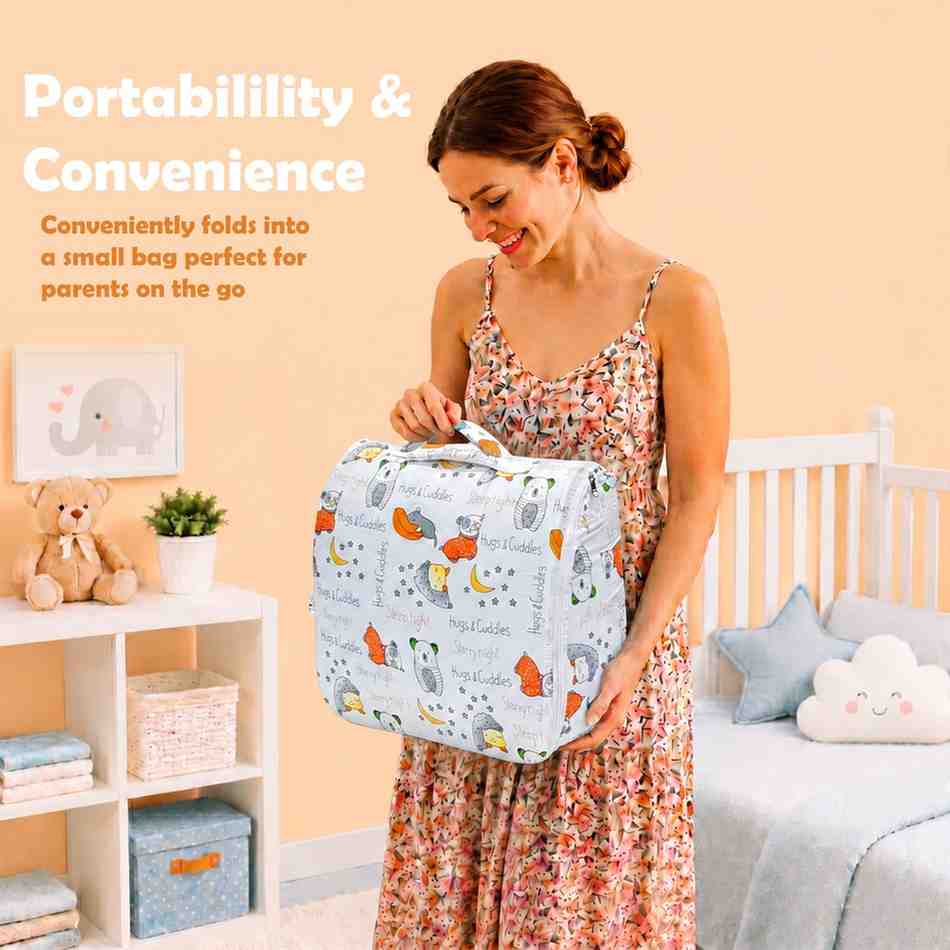 Fareto Baby Travel Friendly for Kids Portable Baby Comfortable Cushioning(0+6 Months)(GOOD NIGHT ORANGE)(F379)