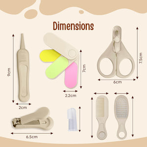 Fareto Newborn Baby Grooming Kit – 7 Pcs High Quality Infant Care Set with Hair Brush, Comb, Nail Clippers, Scissors, Tweezers, Finger Toothbrush & Nail Files – Safe Baby Essentials for Boys & Girls(F639)