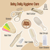 Fareto Newborn Baby Grooming Kit – 7 Pcs High Quality Infant Care Set with Hair Brush, Comb, Nail Clippers, Scissors, Tweezers, Finger Toothbrush & Nail Files – Safe Baby Essentials for Boys & Girls(F639)