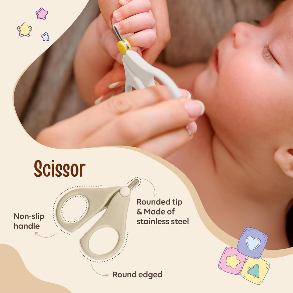 Fareto Newborn Baby Grooming Kit – 7 Pcs High Quality Infant Care Set with Hair Brush, Comb, Nail Clippers, Scissors, Tweezers, Finger Toothbrush & Nail Files – Safe Baby Essentials for Boys & Girls(F639)