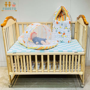 FARETO COMPLETE BEDDING SET ESSENTIALS COMBO FOR BABY (0-6 MONTHS)(GOOD NIGHT ORANGE)