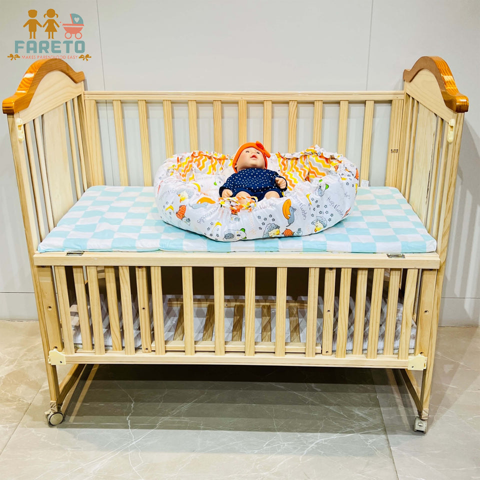 FARETO COMPLETE BEDDING SET ESSENTIALS COMBO FOR BABY (0-6 MONTHS)(GOOD NIGHT ORANGE)