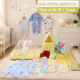 Fareto Baby Semi Winter Essential Combo For New Born | Gift Pack | Baby Products | Maternity Essentials  (66 Items)(0-6 Months)(F507)