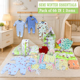 Fareto Baby Semi Winter Essential Combo For New Born | Gift Pack | Baby Products | Maternity Essentials  (66 Items)(0-6 Months)( GRASS GREEN GIFFI)(F388)
