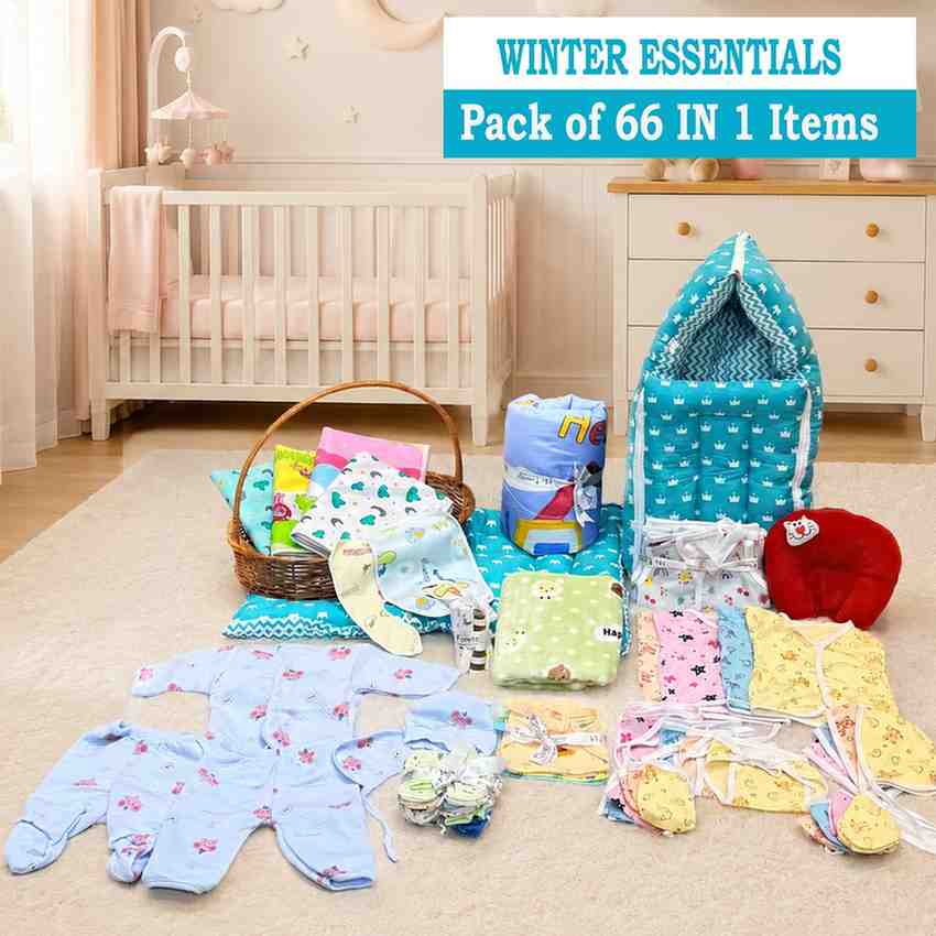 Fareto New Born Baby Winter Essentials Combo (Pack of 66 )(0-6m)(F177)