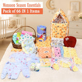 FARETO NEW BORN BABY MONSOON SEASON HOSPITAL ESSENTIALS PACK OF 66 ITEMS (0-6 MONTHS)(F363)