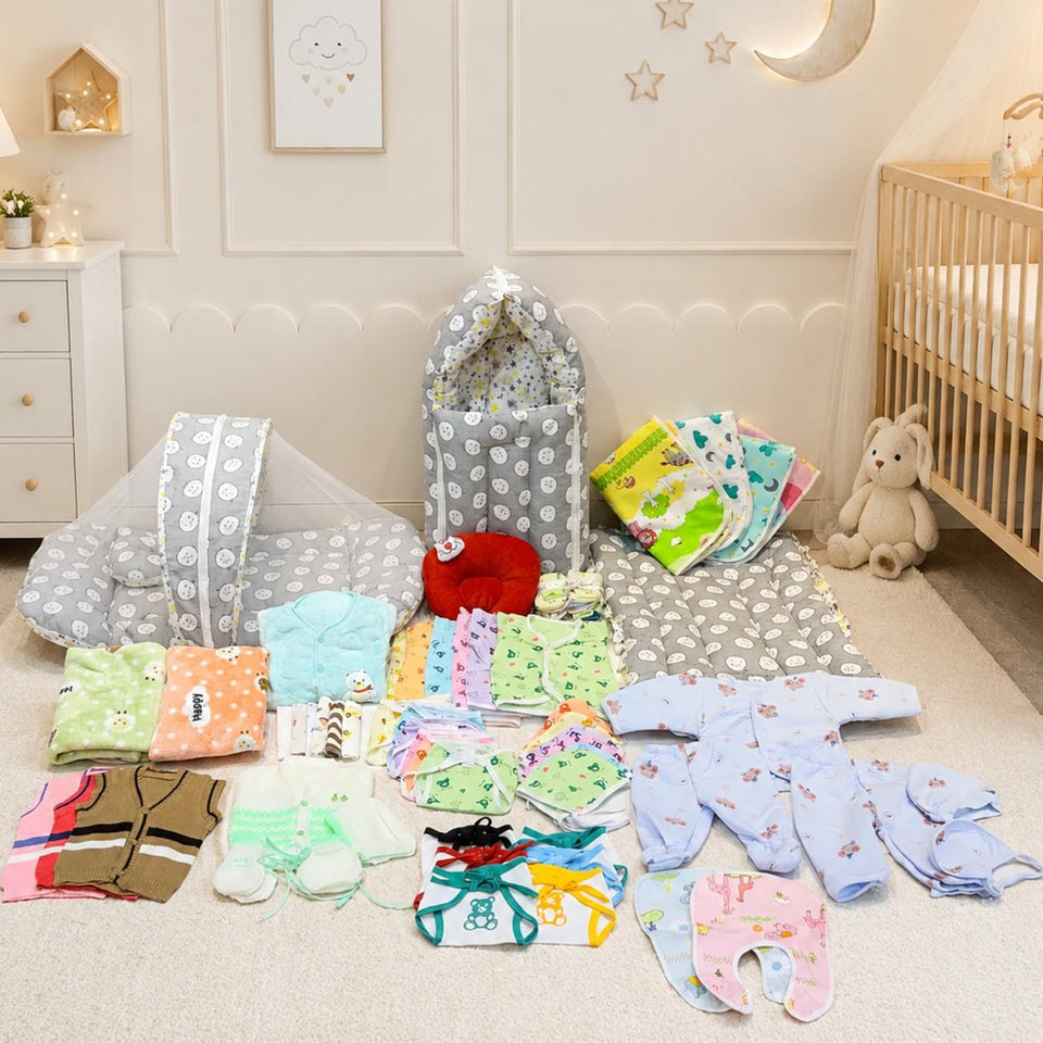Fareto Premium Quality Baby Winter Essentials Pack of 72 New Combo (0-6 Months)(F179)