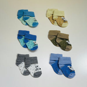 Fareto new born baby premium ultra soft socks for baby pack of 6 (0-3 months)