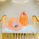 Fareto New Born Baby Full Bedding Set Combo (Crown Orange) (0-6 Months)