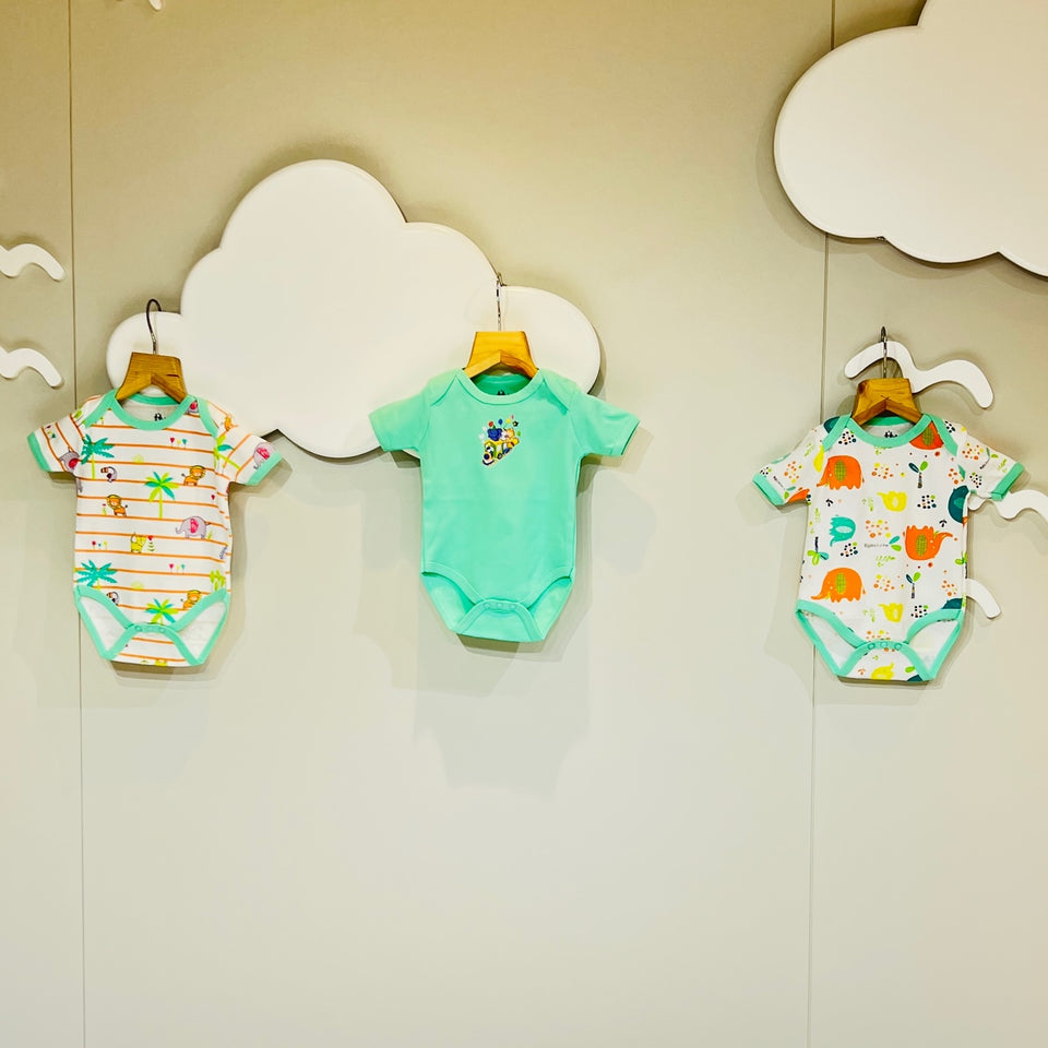 FARETO NEW BORN BABY SUMMER ROMPERS (PACK OF 3)(0-3 MONTHS)(COLOR AS PER THE AVAILABILITY)