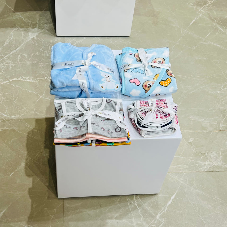 Fareto New Born Baby Winter Beason Hospital Essentials Pack Of 60 Items (0-3 Months)