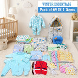 Fareto Premium Quality Winter  Hospital Essentials Pack of 69 (0-6 Months)(Good_Night_Blue)(F417)