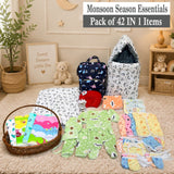 FARETO NEW BORN BABY MONSOON SEASON HOSPITAL ESSENTIALS( 42 in 1)(0-6 Months) (Grey Moon)(F247)
