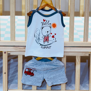 FARETO BABY & KIDS 100% COTTON SUMMER 5 SHOLDER TOUCH BUTTON WHITE T-SHIRTS & 5 NEKAR COMBO