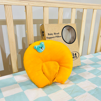 Fareto New Born Baby U-Shaped Super Soft Mustard Pillow(0-3 Months)(L-25CM, B-25CM)