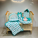 Fareto Complete premium Bedding Set essentials Combo For Baby (0-6 Months)(Aqua green)