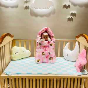 Fareto New Born 100% Cotton Baby 3 in 1 Carry Bag Cum premium Hippo Sleeping Bag (0-6 Months)(L:62*B:38CM)