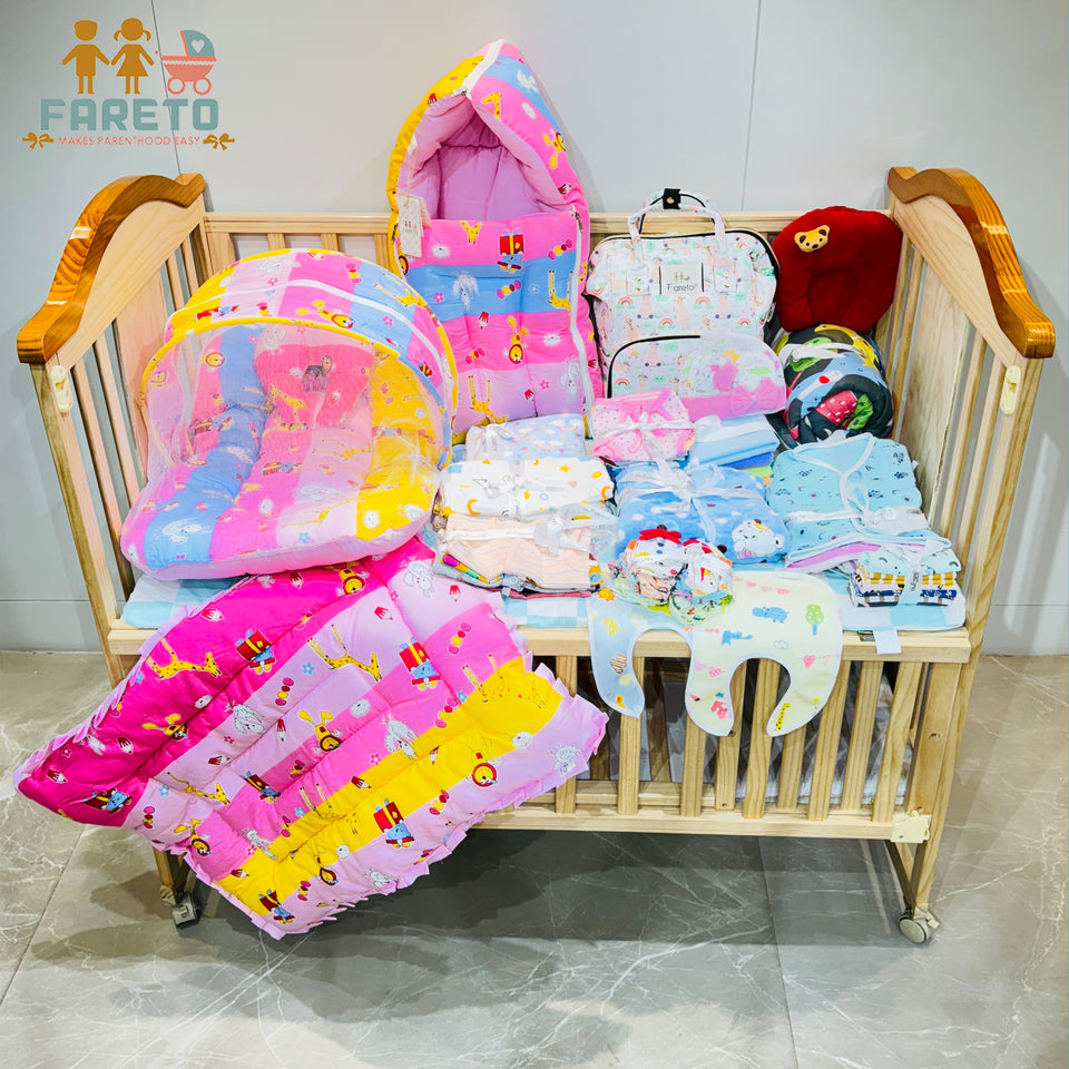 FARETO NEW BORN BABY PREMIUM QUALITY  WINTER  SEASON HOSPITAL ESSENTIALS 73 IN 1 (0-6 MONTHS) _ NURSERY BAG