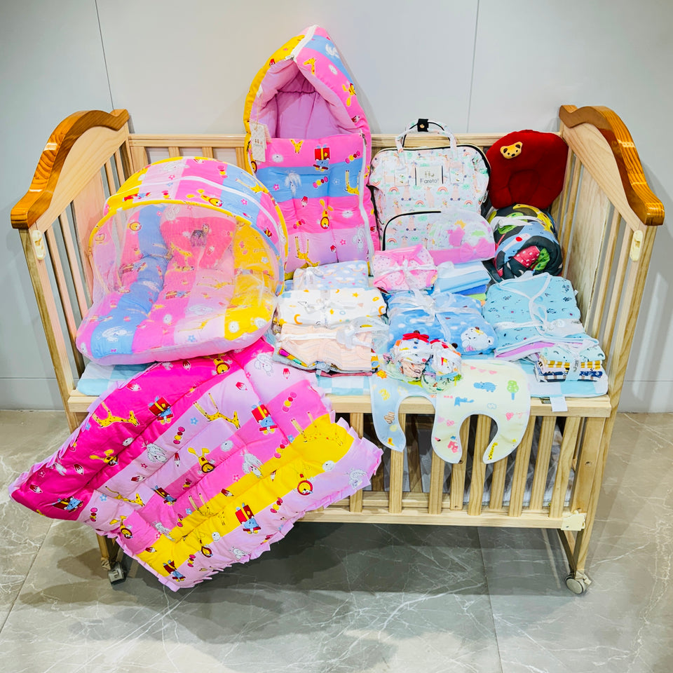 FARETO NEW BORN BABY PREMIUM QUALITY WINTER AND SEMI WINTER SEASON HOSPITAL ESSENTIALS 73 IN 1 (0-6 MONTHS) _ NURSERY BAG