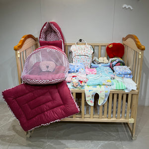 FARETO NEW BORN BABY PREMIUM QUALITY PURELY WINTER ESSENTIALS 79 IN 1 ( 0-6MONTHS)(Red Polka)