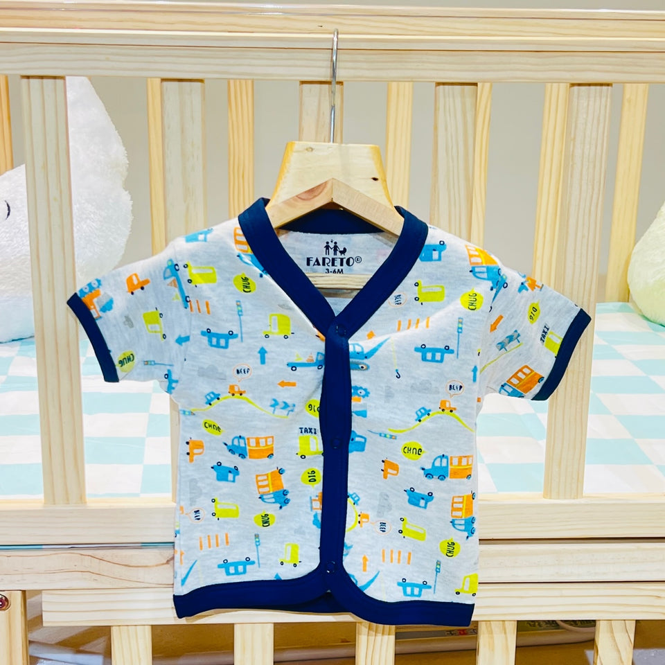 Fareto New Born Baby Summer Wear Front open 5 Cut Vest And 5 Half Sleeves Shirt (Pack of 10)