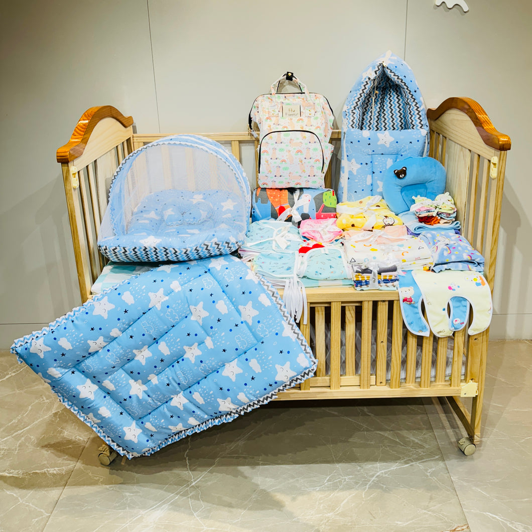 FARETO NEW BORN BABY PREMIUM QUALITY WINTER  AND SEMI WINTER SEASON HOSPITAL ESSENTIALS 73 IN 1 (0-6 MONTHS) _ NURSERY BAG