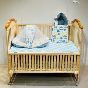 FARETO NEW BORN BABY FULL BEDDING SET COMBO (0-6 MONTHS)(GREY_SPRIAL)