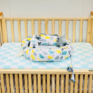 FARETO NEW BORN BABY FULL BEDDING SET COMBO (0-6 MONTHS)(GREY_SPRIAL)