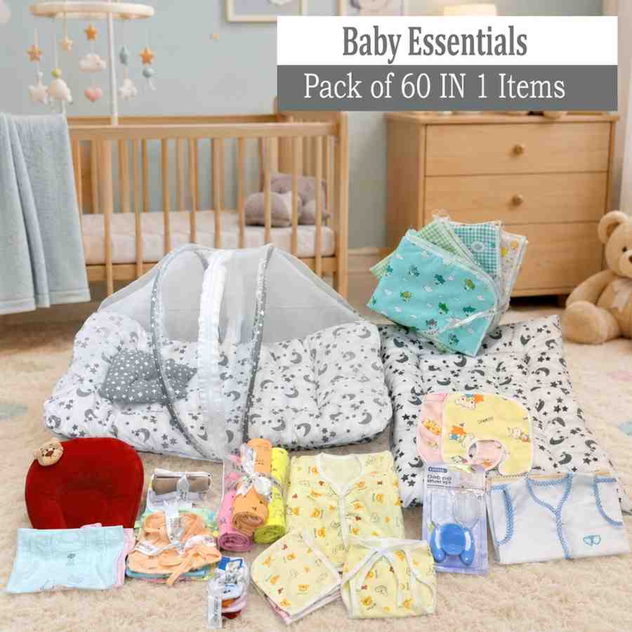 Fareto New Born Baby Summer Essentials 60 in 1 (0-6 Months)(F276)