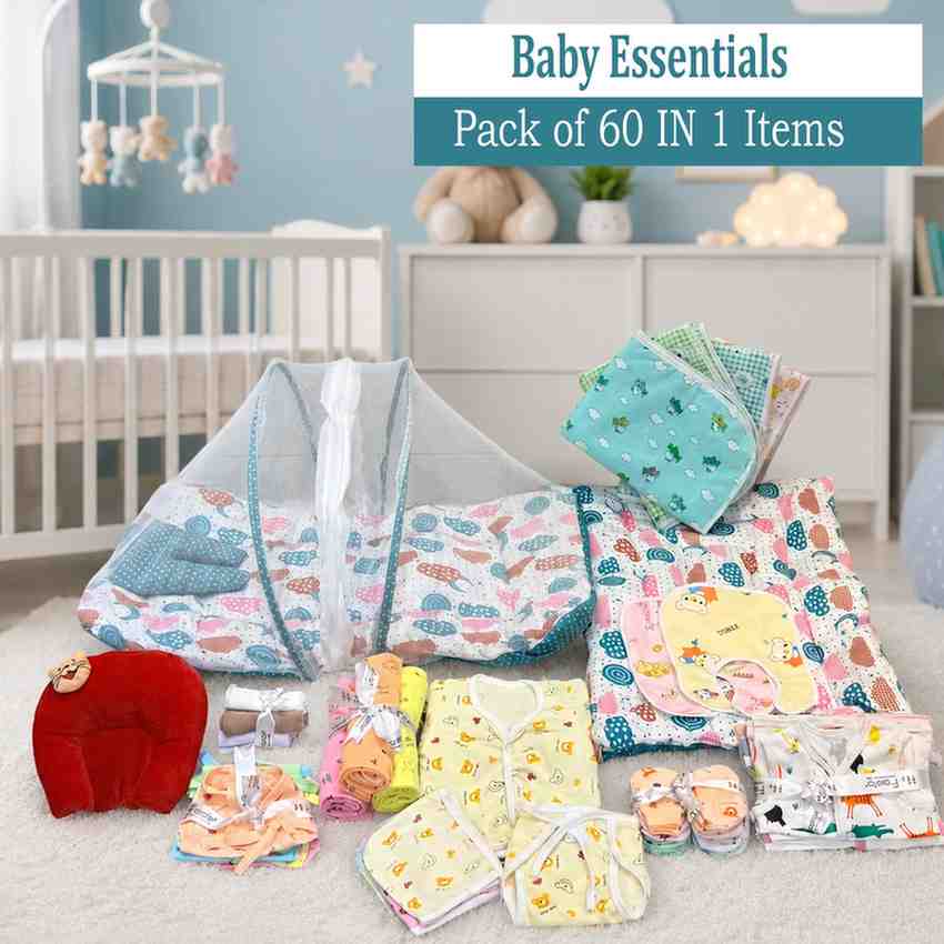 Fareto New Born Baby Hospital essentials Combo 60 in 1(0-6 Months)(F291)
