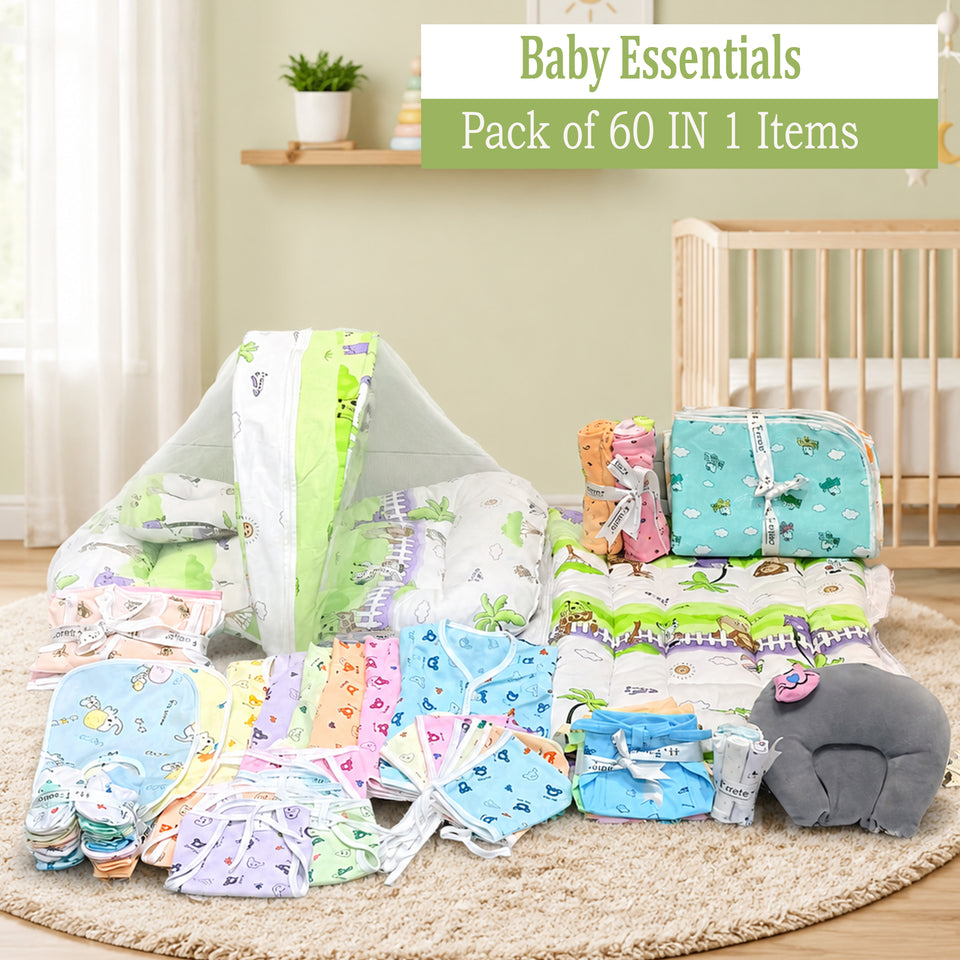 Fareto New Born Baby Hospital essentials Combo 60 in 1(0-6 Months)(F102)