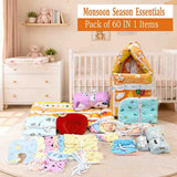 Fareto New Born Baby Monsoon season hospital essentials pack of 60 items (0-6 months)(F11)