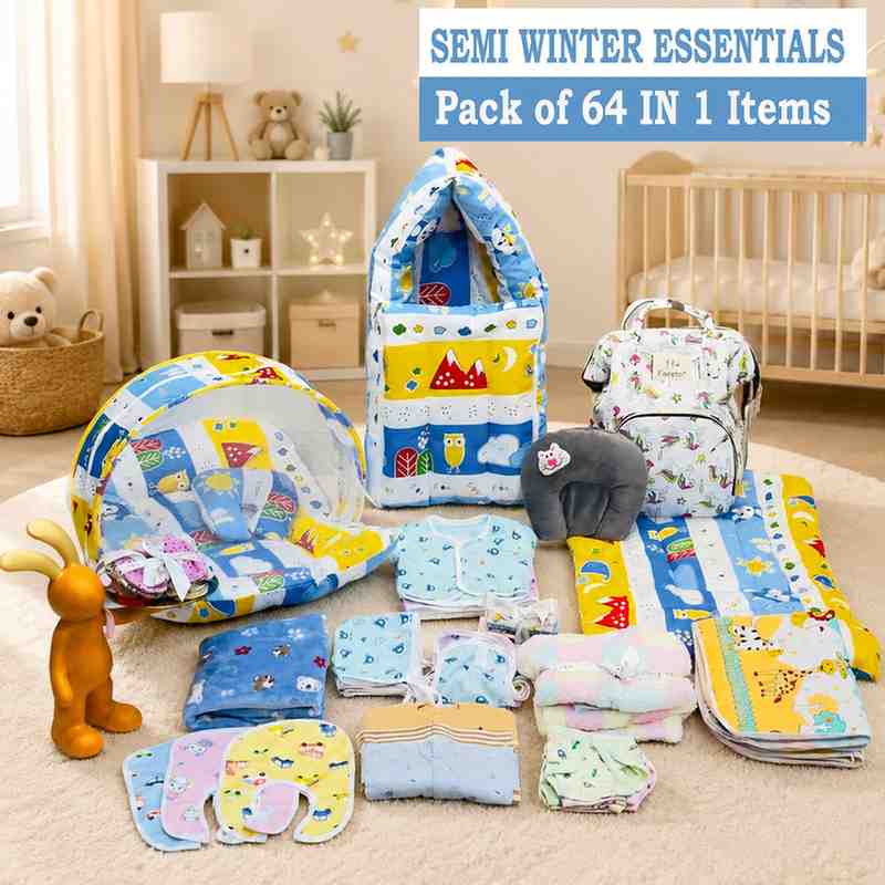 FARETO NEW BORN BABY WINTER ESSENTIALS 64 IN 1 NEW COMBO (0-6 MONTHS)(F484)