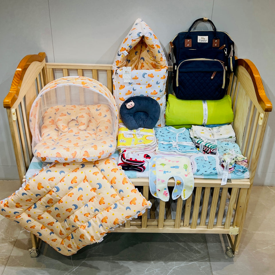 Fareto New Born Baby Hospital Essentials All season Use 58 In 1 Combo(0-6 Months)