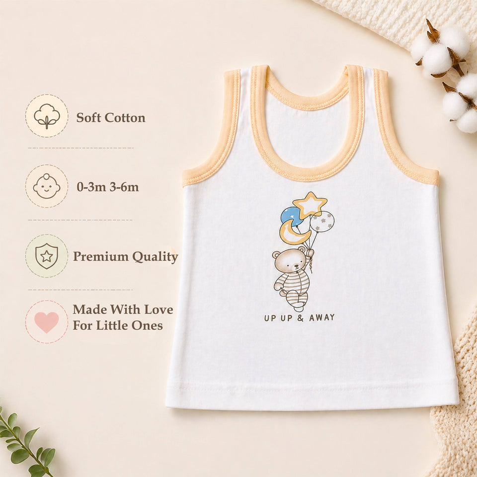 Fareto Newborn Baby Cotton Baniyan Pack of 6 | Soft, Lightweight & Comfortable Vest for Daily Use(F747)