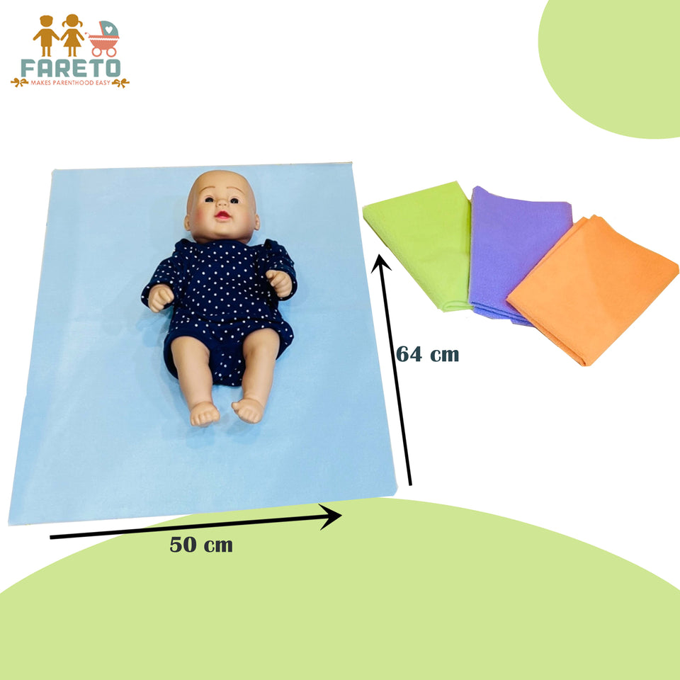 Fareto New Born Baby 100% Waterproof Dry sheets (Pack of 4) (64cm*50cm)