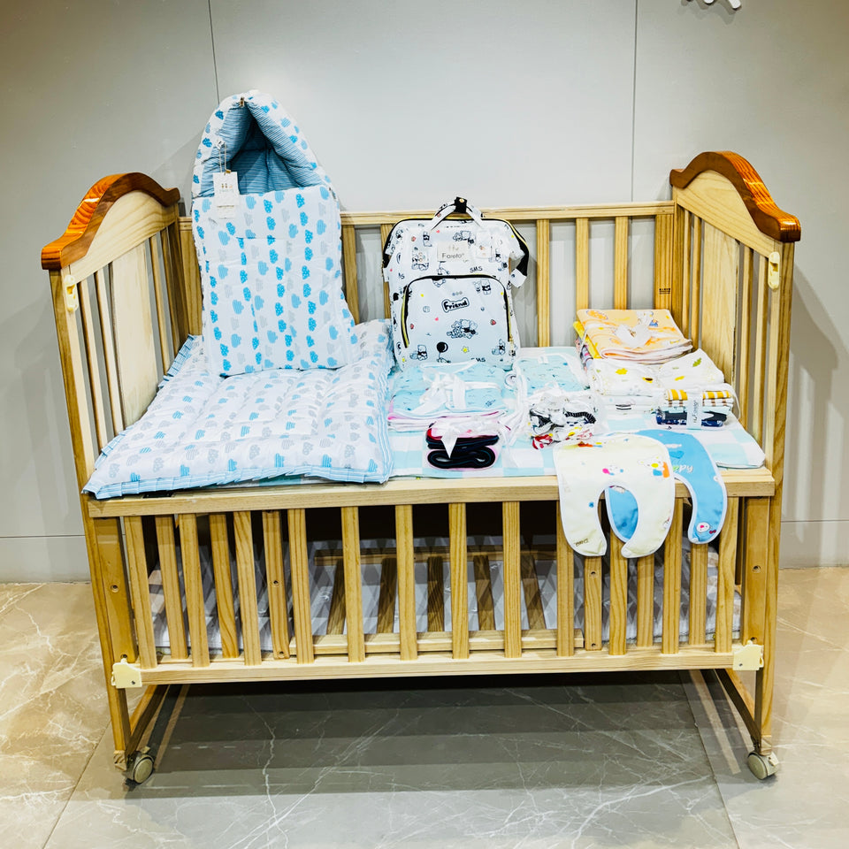 Fareto New Born Baby Premium Summer Essentials 54 In 1 Hospital  Combo (0-6 Months)(Crown Orange))