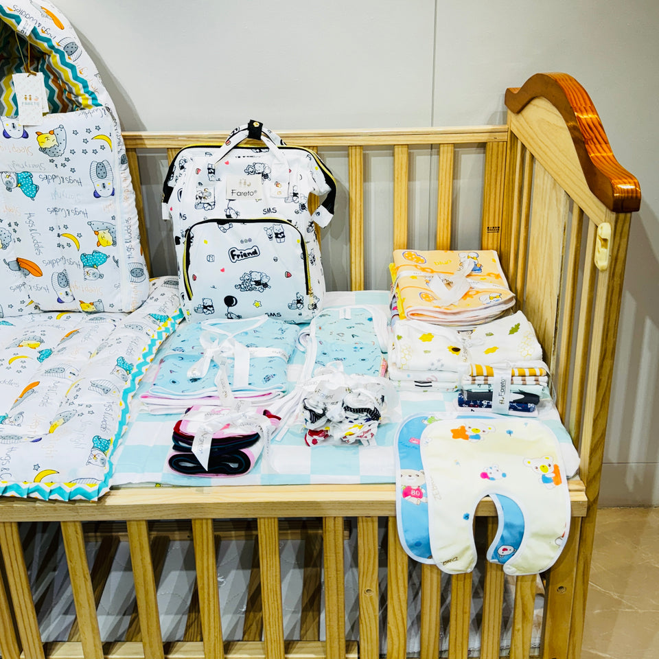 Fareto New Born Baby Premium Summer Essentials 54 In 1 Hospital Combo (0-6 Months)