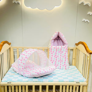 Fareto Complete Bedding Set essentials Combo For Baby (0-6 Months)(Cloud Line Pink)