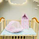 Fareto Complete Bedding Set essentials Combo For Baby (0-6 Months)(Cloud Line Pink)