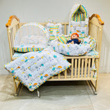 FARETO COMPLETE BEDDING SET ESSENTIALS COMBO FOR BABY (0-6 MONTHS) (GOOD NIGHT GREEN)