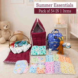 Fareto New Born Baby Premium Summer Essentials 54 In 1 Hospital Combo (0-6 Months)(F81)