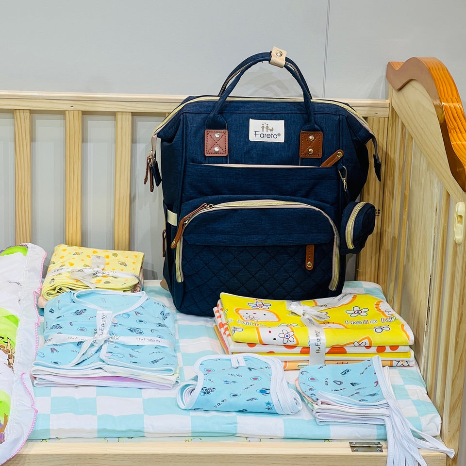 Fareto New Born Baby Hospital Essential With Mother Bag (Pack of 34 ) (0-6 Months)