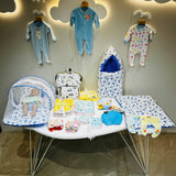 FARETO NEW BORN BABY WINTER ESSENTIALS 64 IN 1 NEW COMBO (0-6 MONTHS)(BLUE  MOON )